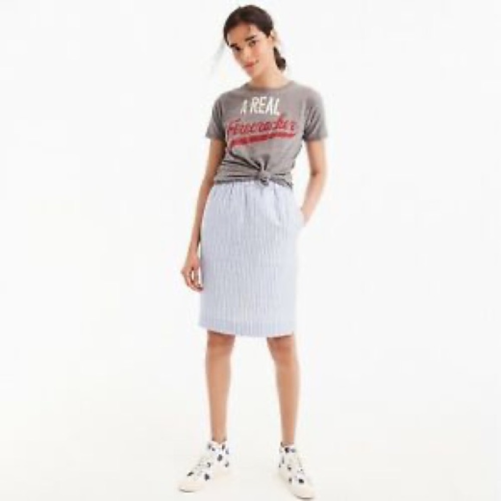 J. Crew - Pull On Stripe Linen & Cotton Skirt - NWOT - Sz S - Picture 7 of 9